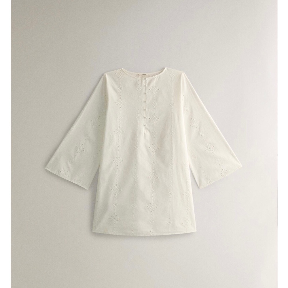 NWT - Zara cotton beach dress with cut work embroidery. Runs large